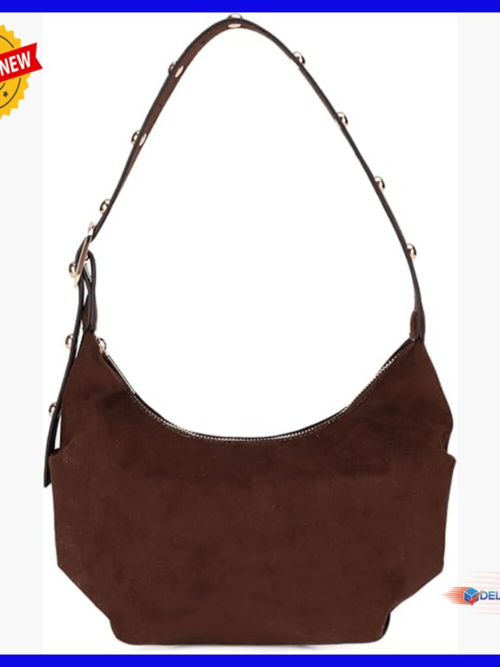 Vegan Leather Hobo Shoulder Bag Adjustable Strap Crescent Shape Clutch Purse